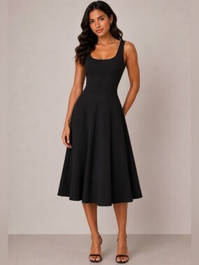 a new day Black Scoop-Neck A-Line Midi Dress
